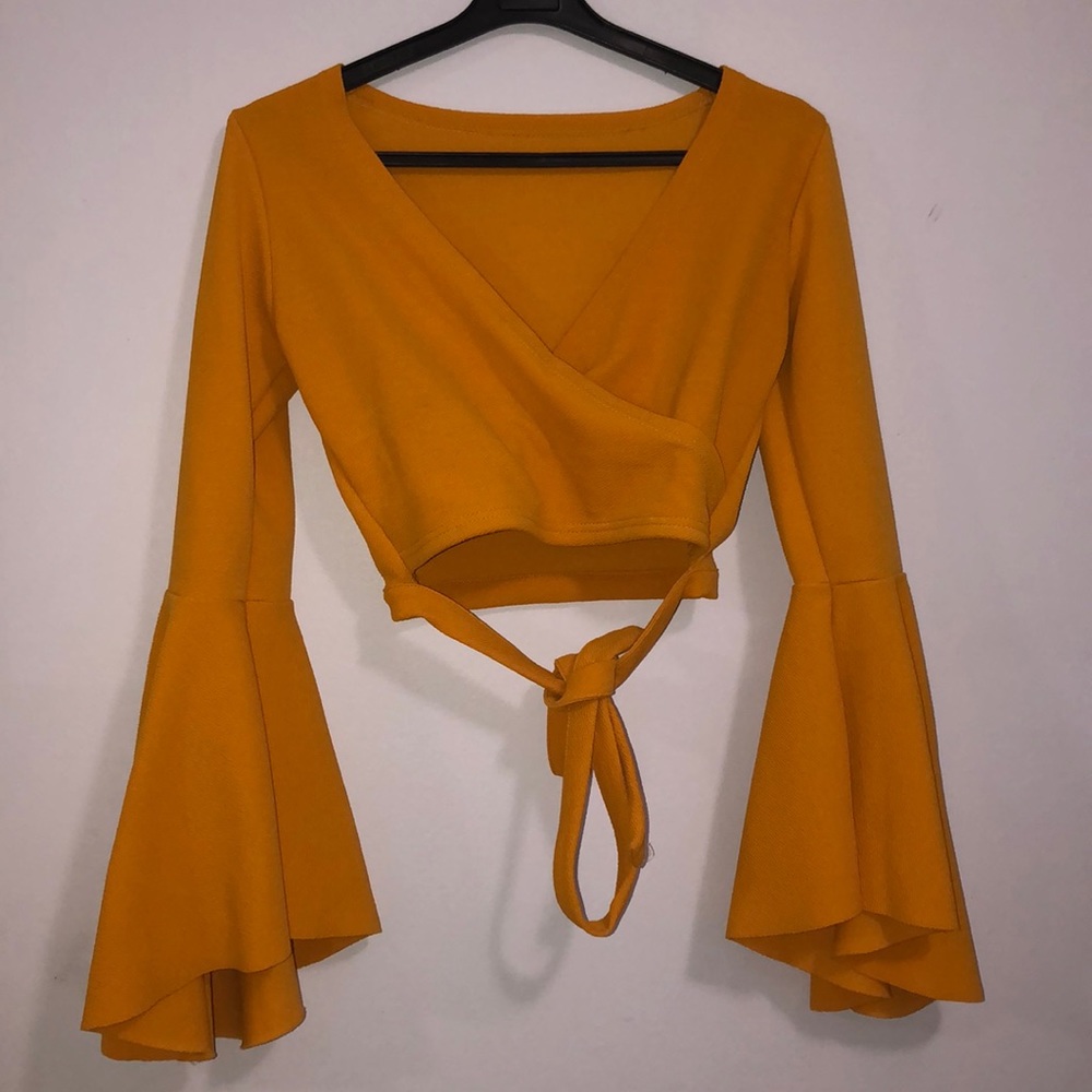 Yellow fancy crop top